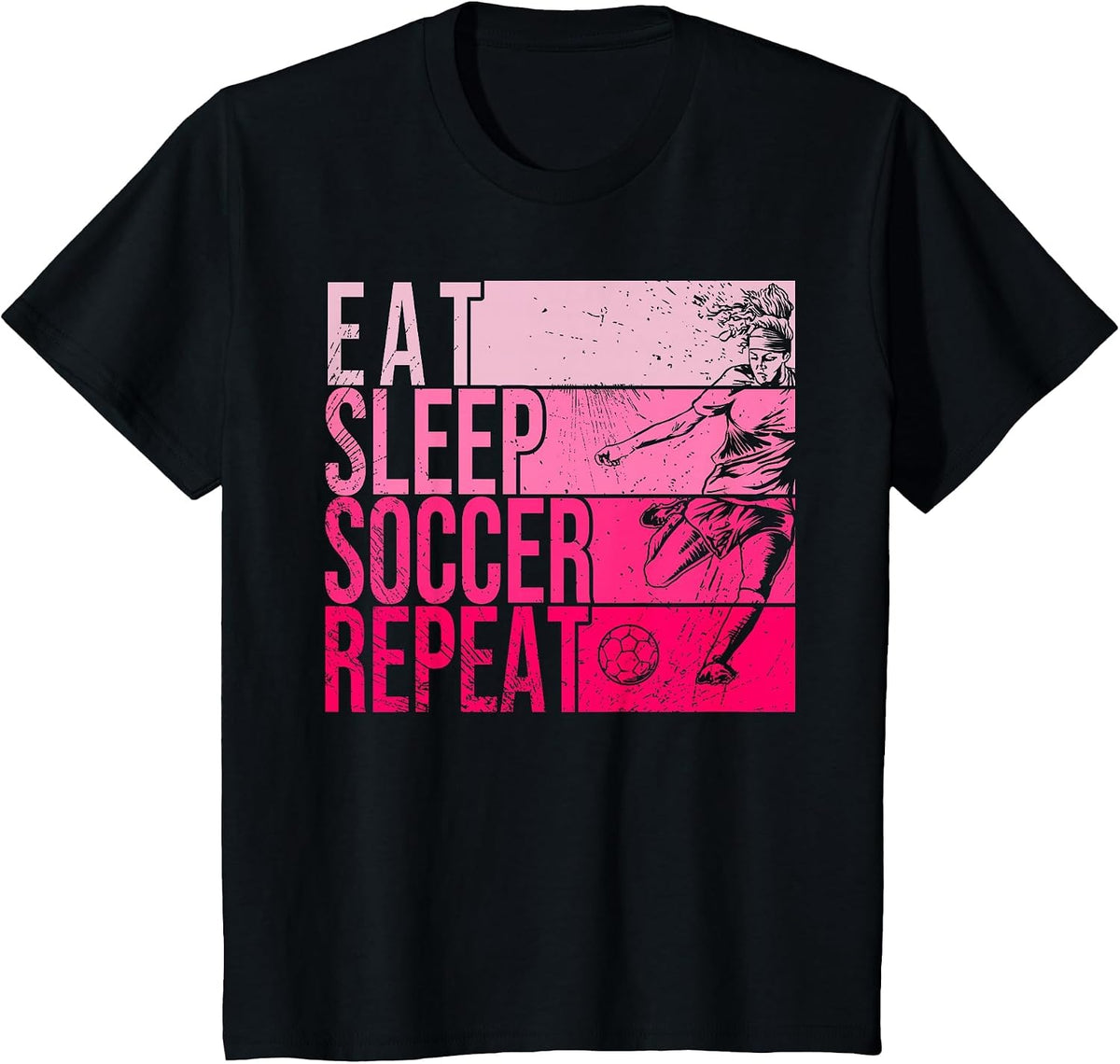 Eat Sleep Soccer Repeat Funny Footballer Field Player Outfit T-Shirt - Black