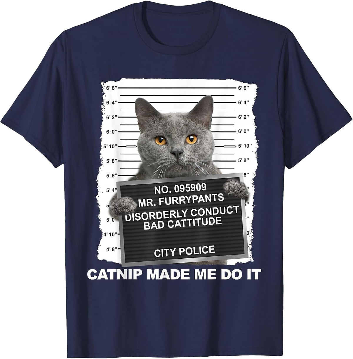Catnip Made Me Do It Funny Cat Tee T-Shirt - Navy Blue