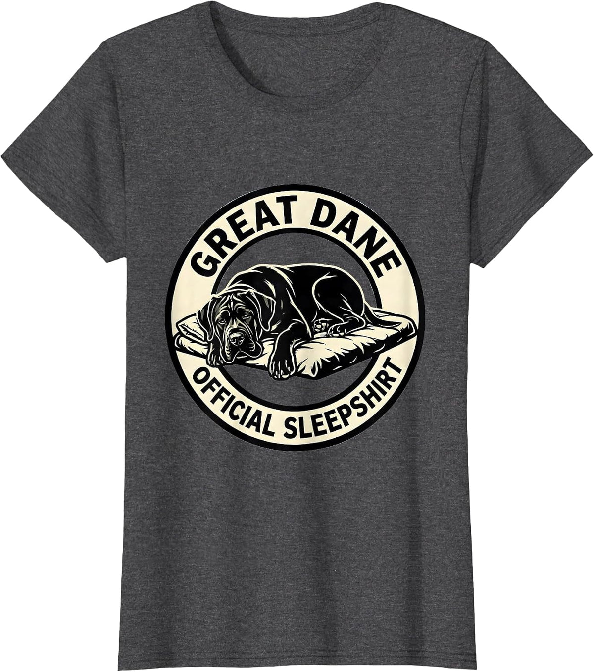 Women's Great Dane Official Sleepshirt Funny Dog Lover Pajama T-Shirt - Dark Heather Grey