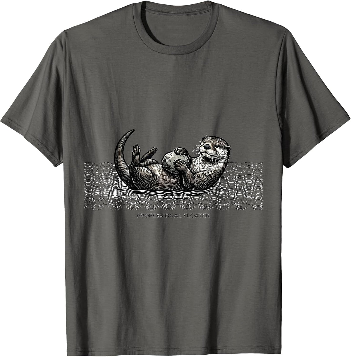 Professional Floater Funny Otter Lover Gift T-Shirt - Asphalt Grey