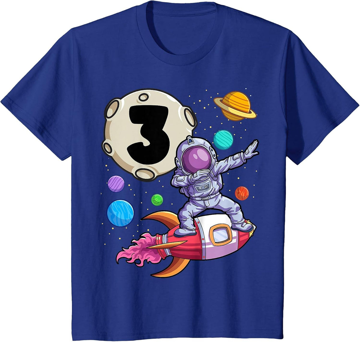 Dabbing Astronaut 3 Yrs Old Birthday Boy Space 3rd Birthday T-Shirt - Royal Blue
