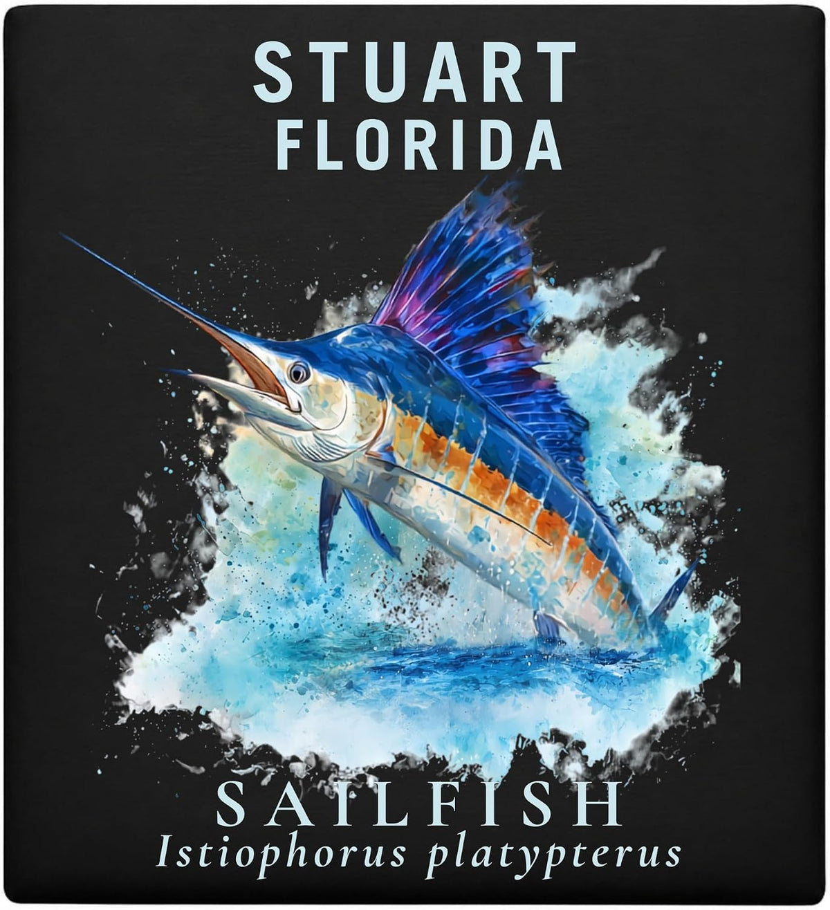 Stuart Florida Sailfish T-Shirt | Marlin Off-Shore Fishing Graphic Tee - Black