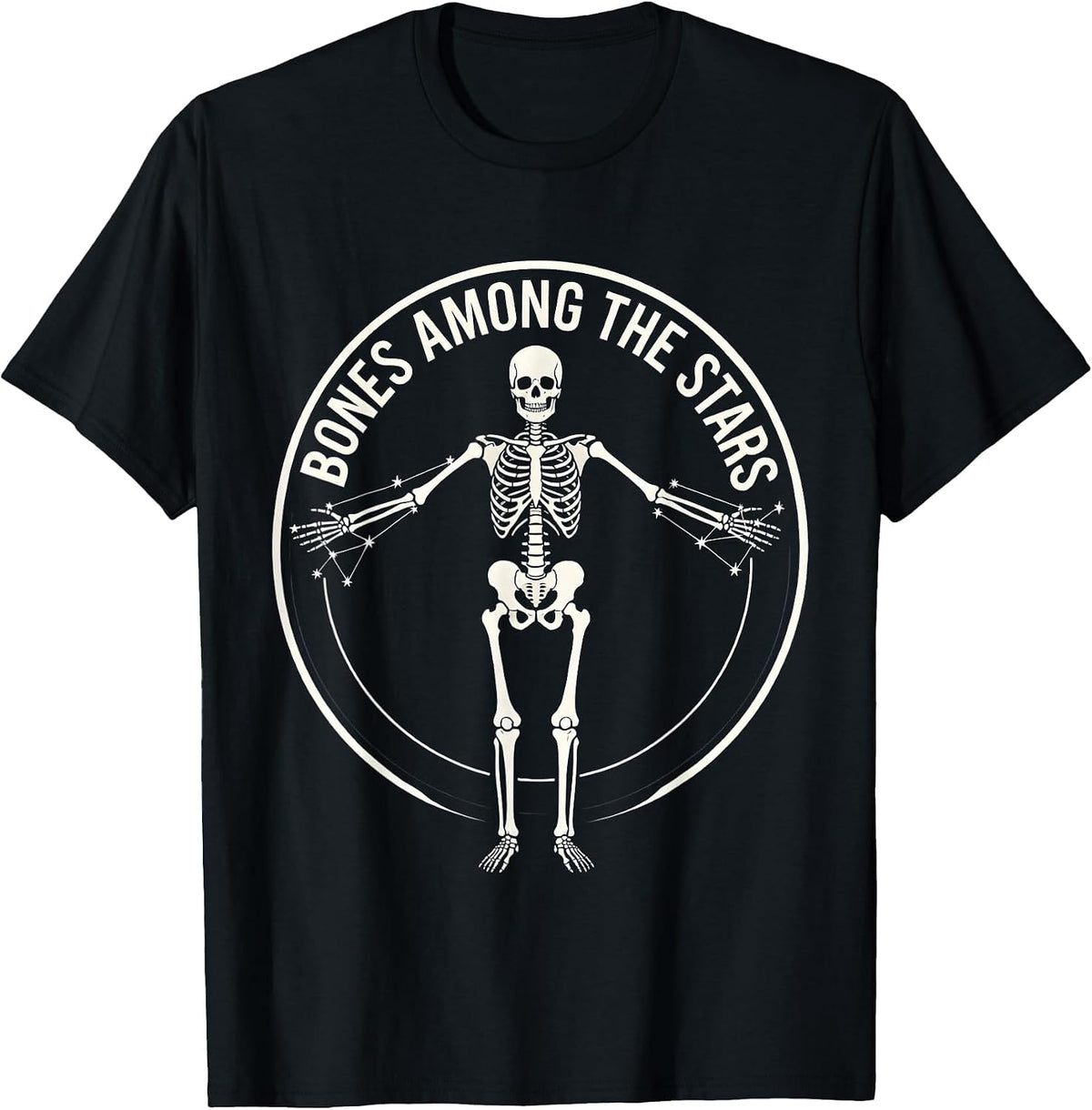 Men's Halloween Skeleton Constellation Bones Among the Stars T-Shirt - Black