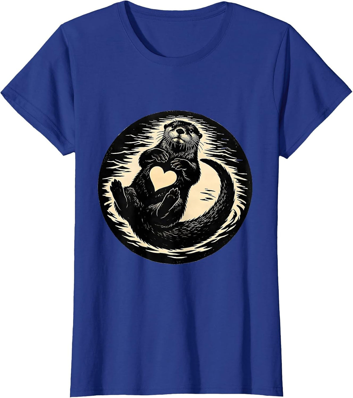 Back Floating Otter Silhouette Funny Animal Lover Humor T-Shirt, Women, Royal Blue, XX-Large - As Pictured
