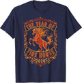The Year of Fire Horse 2026 Celebration Design T-Shirt - Navy Blue
