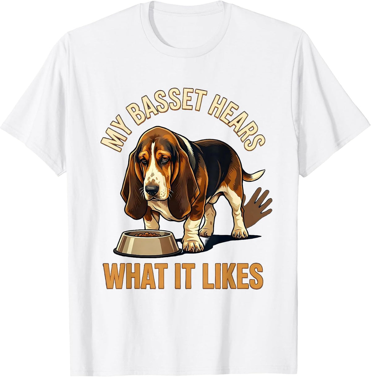 My Basset Hears What It Likes Vintage Funny Basset Hound T-Shirt - White
