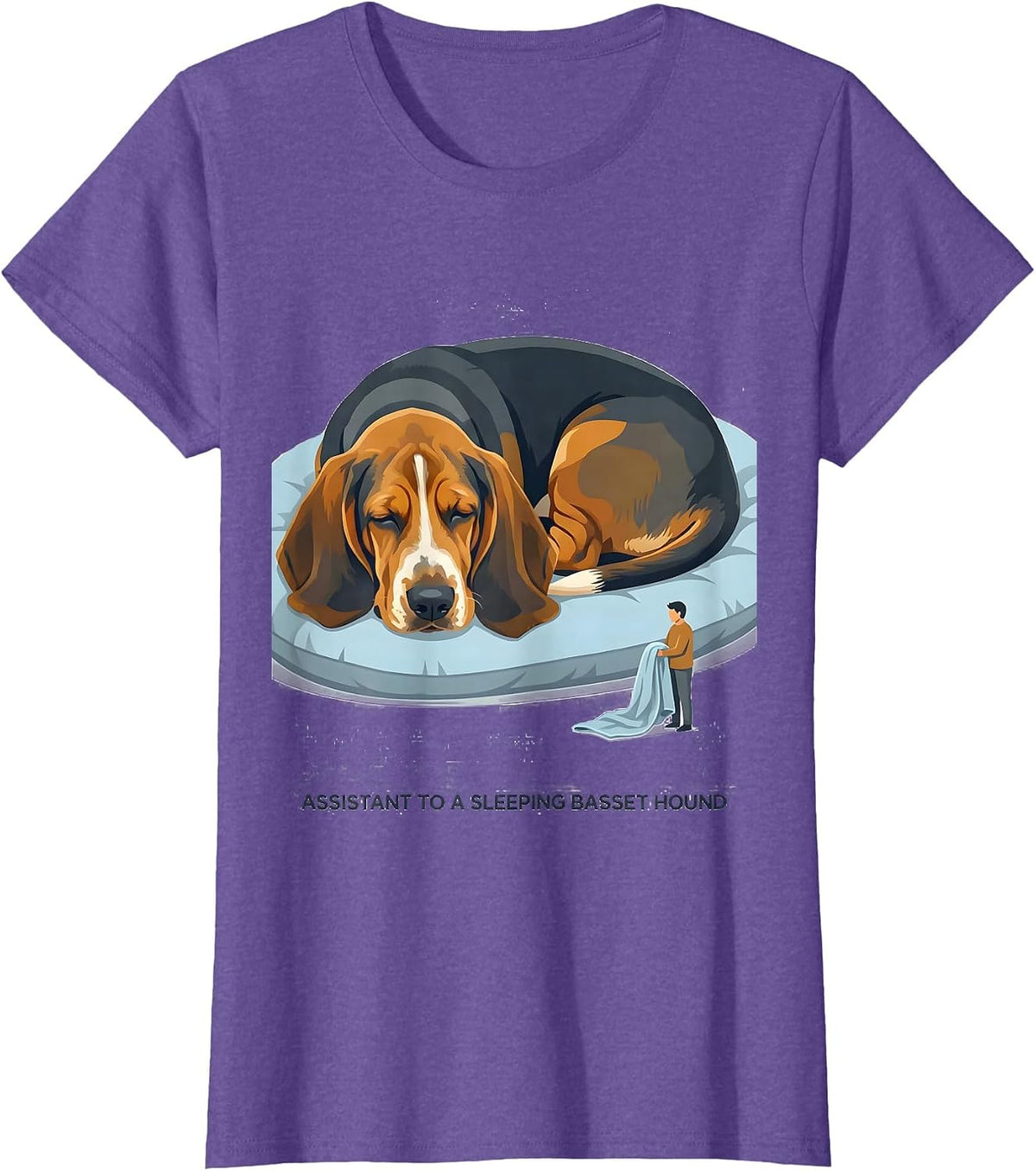 Assistant To A Sleeping Basset Hound Funny Dog Lover Gift T-Shirt - Purple Heather