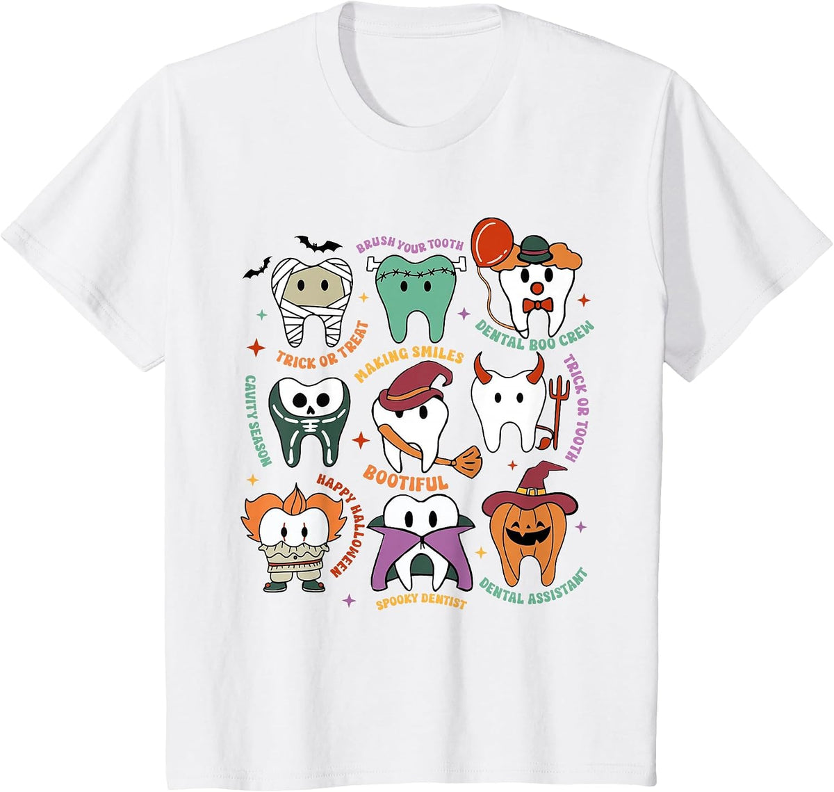 Halloween Dental Boo Crew Dentist Costume Teeth Women Men T-Shirt - White