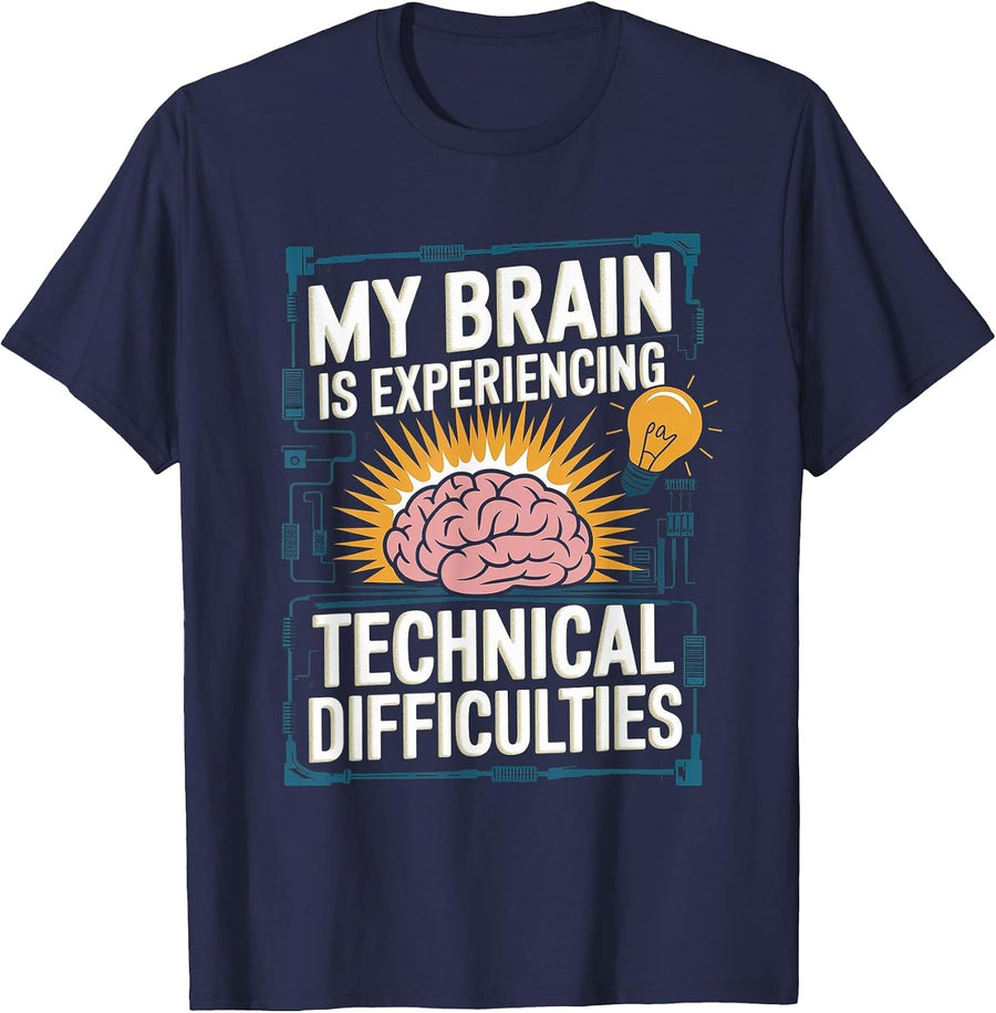 Funny Parkinson's Disease Patient Quote My Brain T-Shirt - Navy Blue