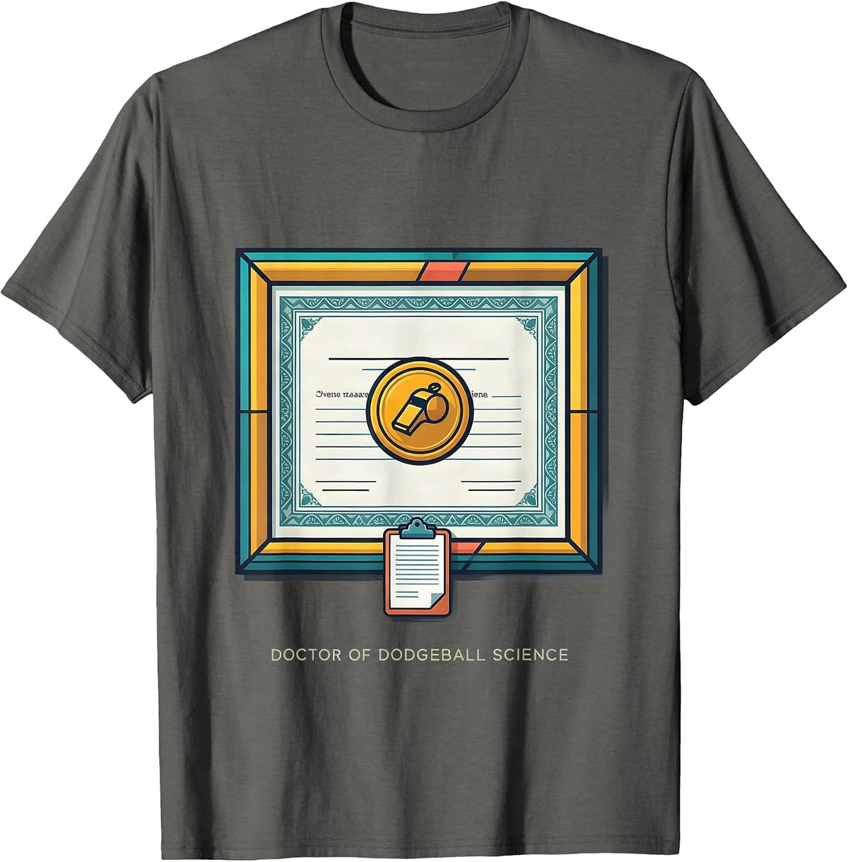 Doctor of Dodgeball Science Funny PE Teacher Back To School T-Shirt - Asphalt Grey