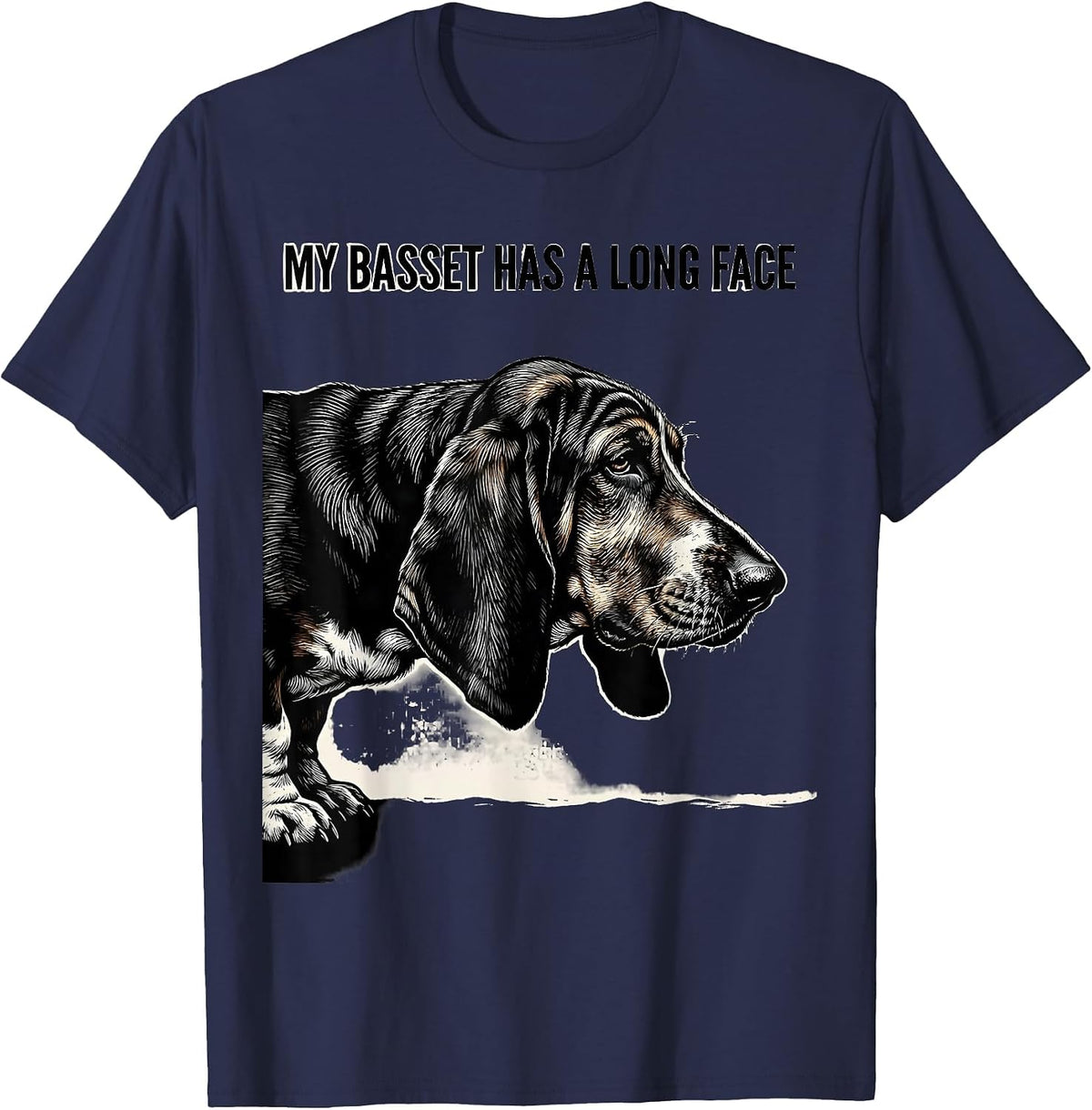 Men's My Basset Has A Long Face Funny Basset Hound Dog Lover Gift T-Shirt - Navy Blue