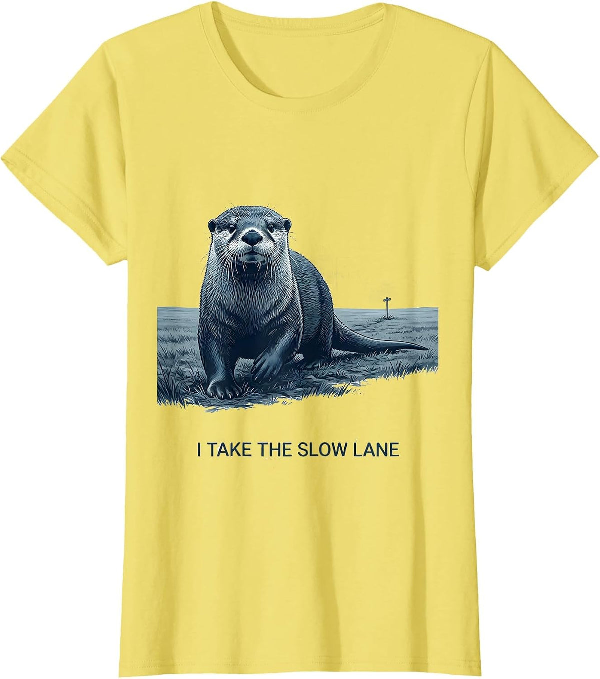I Take The Slow Lane Funny Otter Lover Gift For Otter T-Shirt - Lemon Yellow