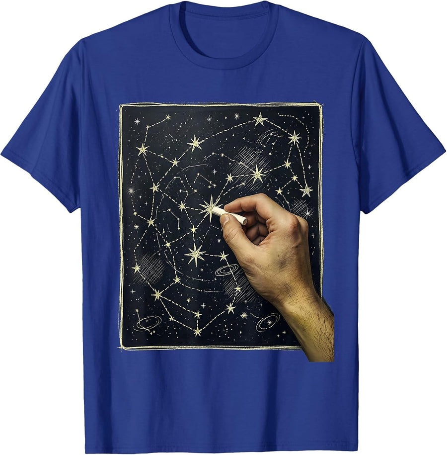 Teacher Constellation Map Blackboard Drawing T-Shirt - Royal Blue