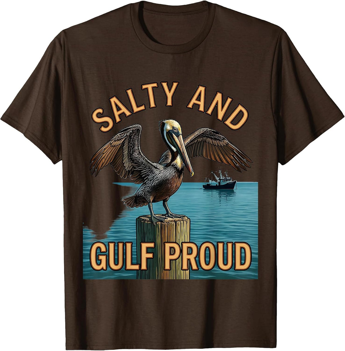 Men's Salty and Gulf Proud Gulf of America Design T-Shirt - Brown