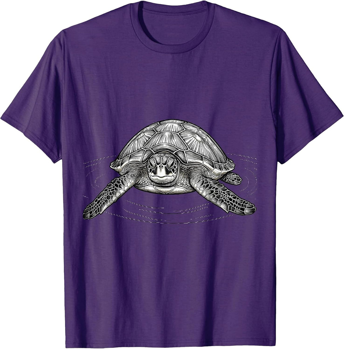 Sea Turtle Line Art Animal Lover Gift T-Shirt - Purple