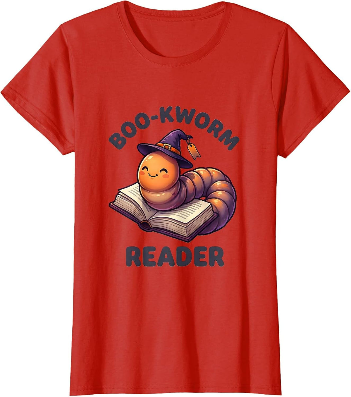 Boo-kworm Reader Cute Kawaii Bookworm Reader Halloween Humor T-Shirt - Red
