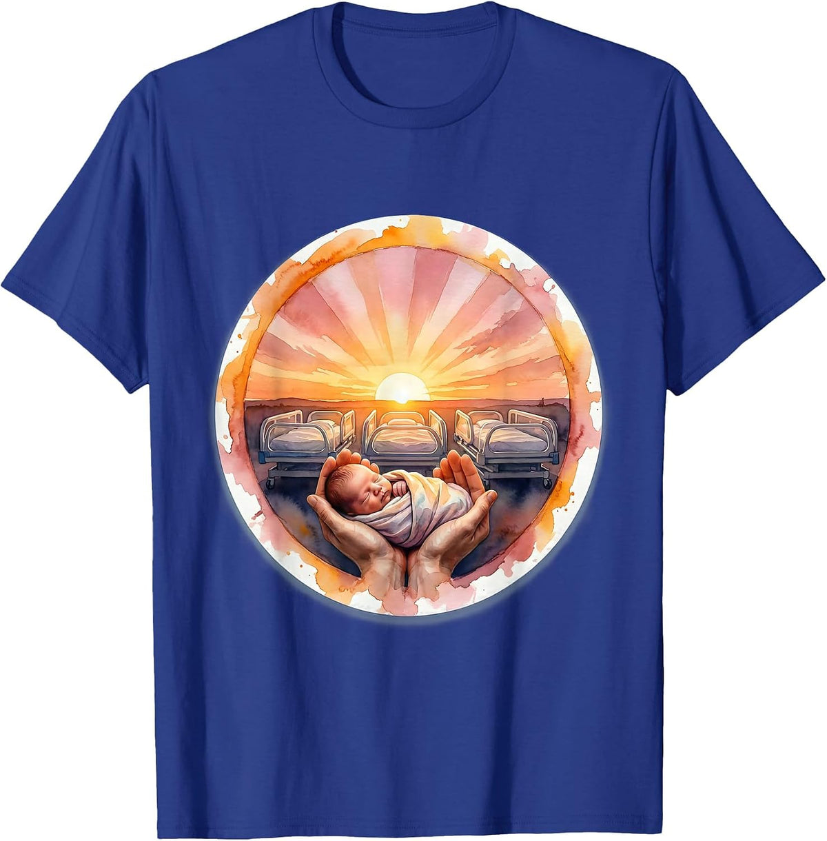 Men's NICU Nurse Sunrise Incubator Illustration T-Shirt - Royal Blue