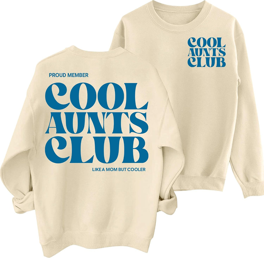 Auntie Sweatshirt Women Cool Aunts Club Sweatshirt Aunt Gifts Shirt - Beige