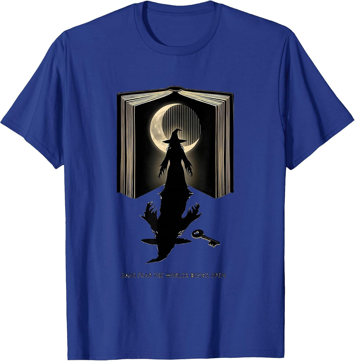 Men's Bans Fear The Worlds Books Open Witchy Book Lover Halloween T-Shirt - Royal Blue