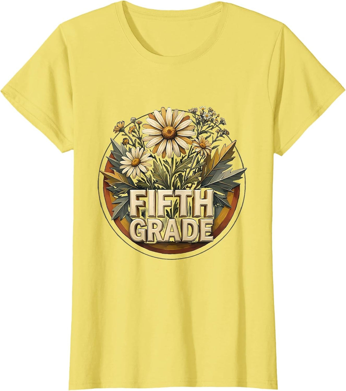 Fifth Grade Wildflower Back To School Teacher Pride T-Shirt - Lemon Yellow