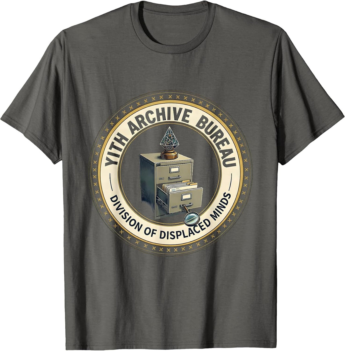 Yith Archive Bureau Division of Displaced Minds Horror T-Shirt - Asphalt Grey