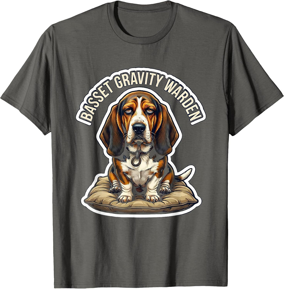 Men's Basset Gravity Warden Funny Basset Hound Owner Dog Mom Gift T-Shirt - Asphalt Grey