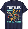 Funny Sea Turtle Animal Turtles Make Me Happy You, not so T-Shirt - Navy Blue