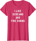 I Like Screamo and FINE Dining Funny Emo Goth Punk Music T-Shirt, Women, Red Heather, Small - As Pictured
