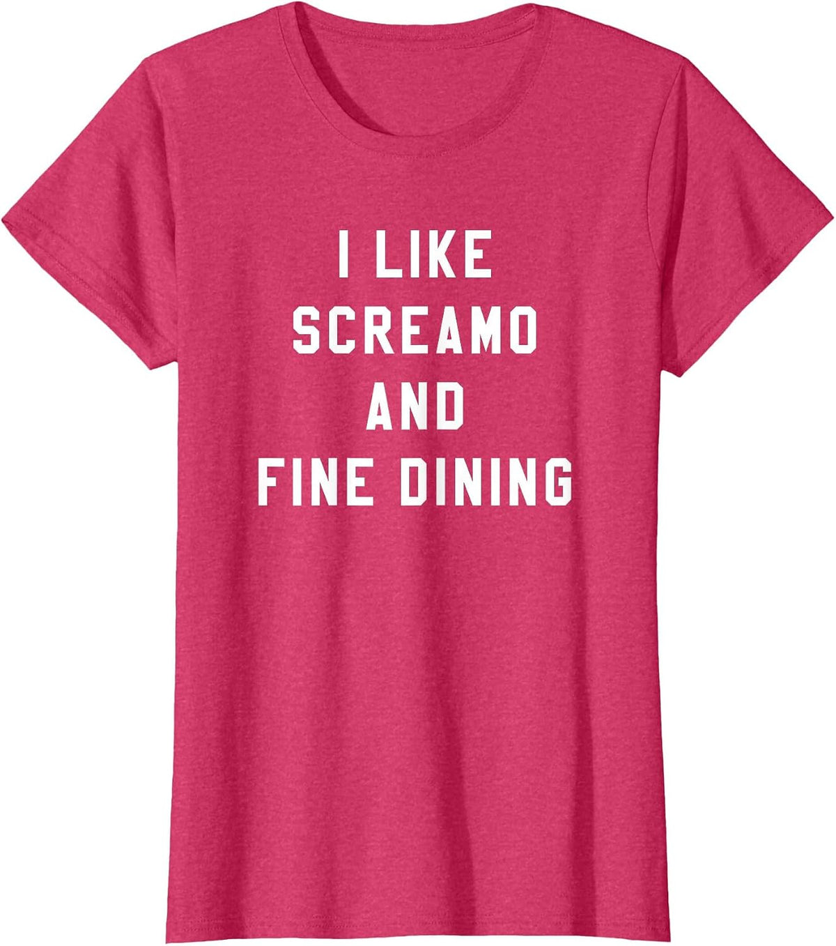I Like Screamo and FINE Dining Funny Emo Goth Punk Music T-Shirt, Women, Red Heather, Small - As Pictured