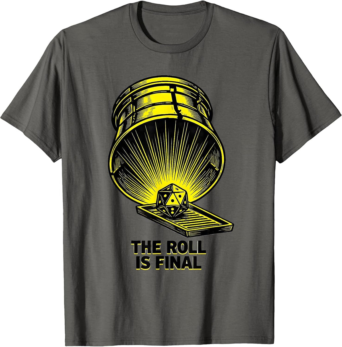 Men's The Roll Is Final Stencil Graphic Funny RPG Gamer Tabletop T-Shirt - Asphalt Grey