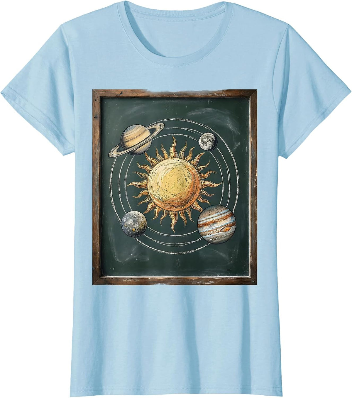 5th Grade Teacher Hand-Drawn Solar System T-Shirt - Baby Blue