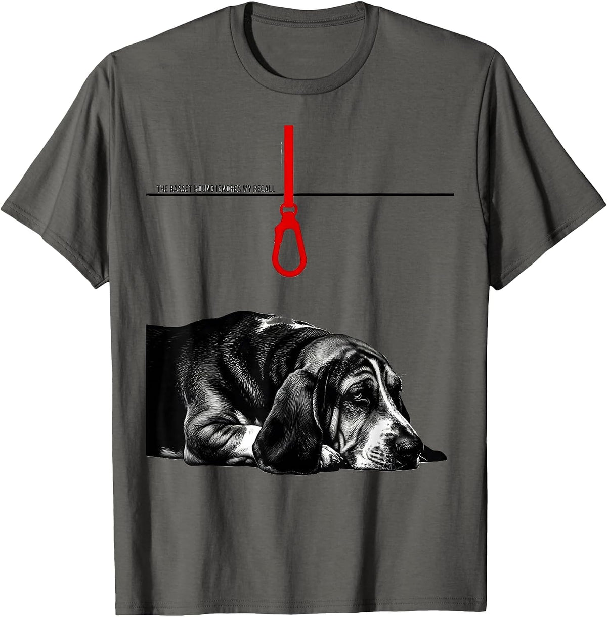 The Basset Hound Ignores My Recall Funny Basset Hound Dog T-Shirt - Asphalt Grey