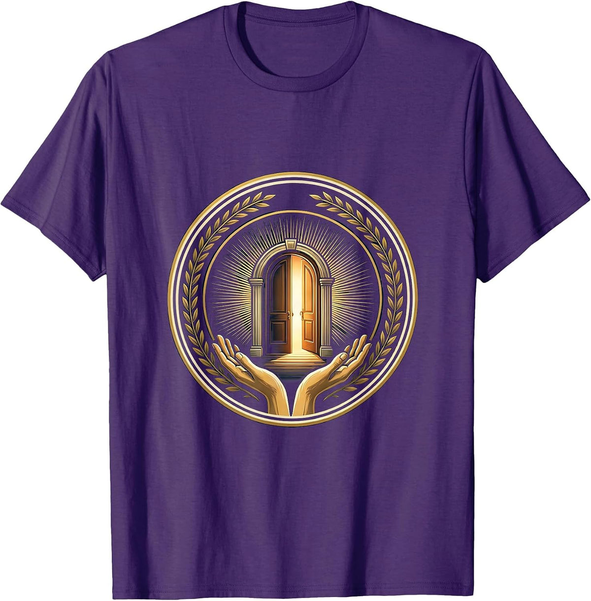Social Worker Open Door Warm Light Illustration T-Shirt - Purple