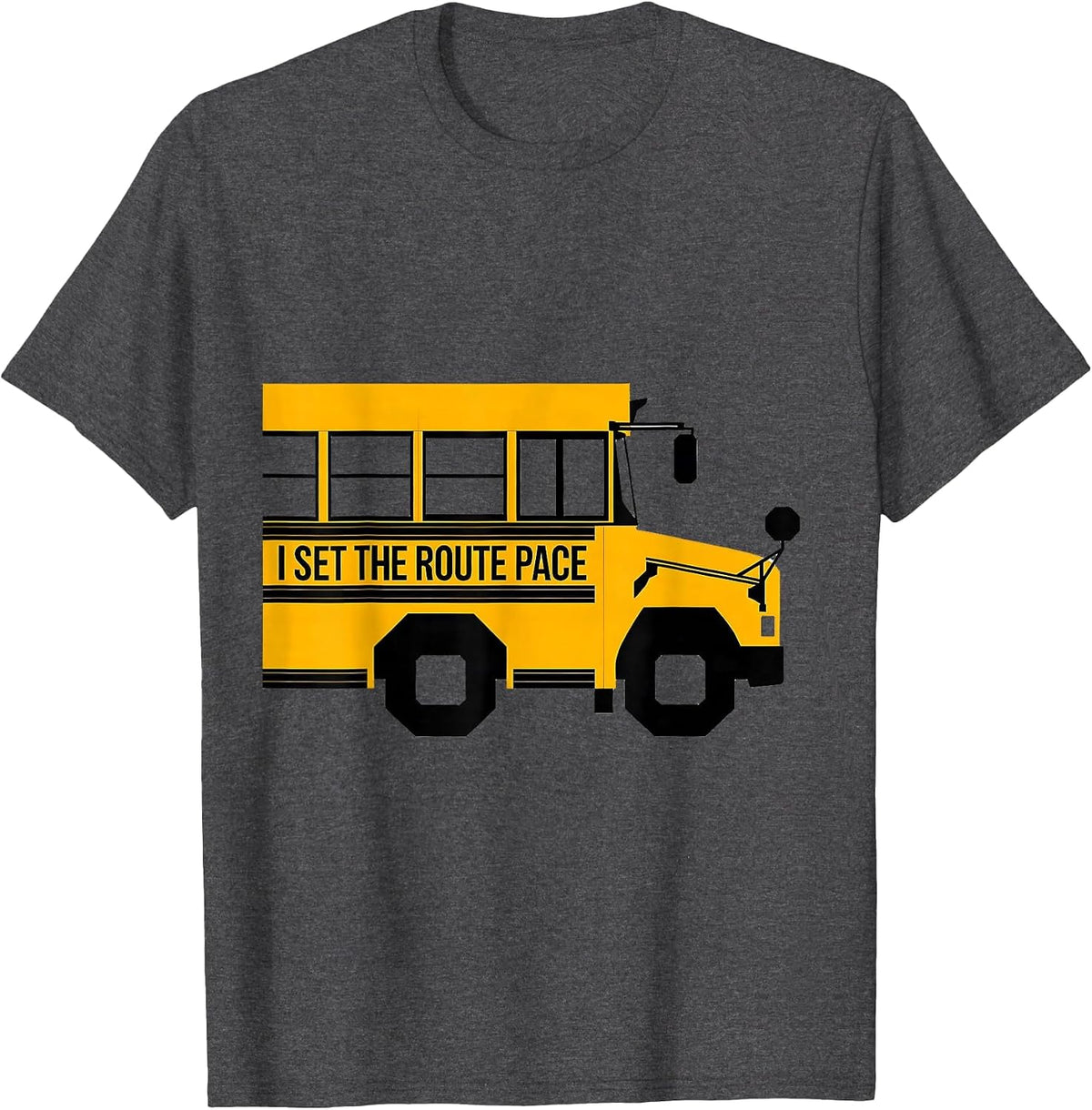 Men's I Set The Route Pace Funny School Bus Driver Appreciation T-Shirt - Dark Heather Grey