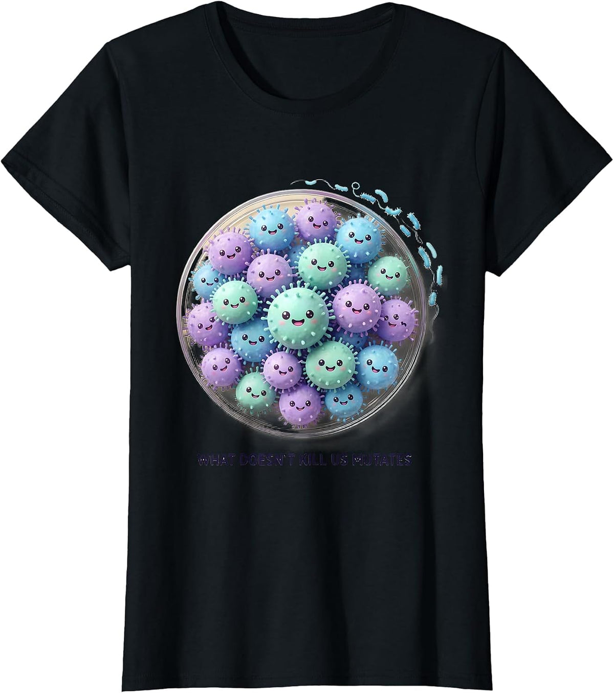What Doesn't Kill Us Mutates Cute Kawaii Lab Week Biologist T-Shirt - Black