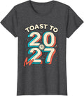 Women's Toast To 2027 Memphis Postmodern Novelty Party Wear T-Shirt - Dark Heather Grey