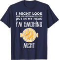 Might Look Listening But Grilling BBQ Barbecue Men Women T-Shirt - Navy Blue