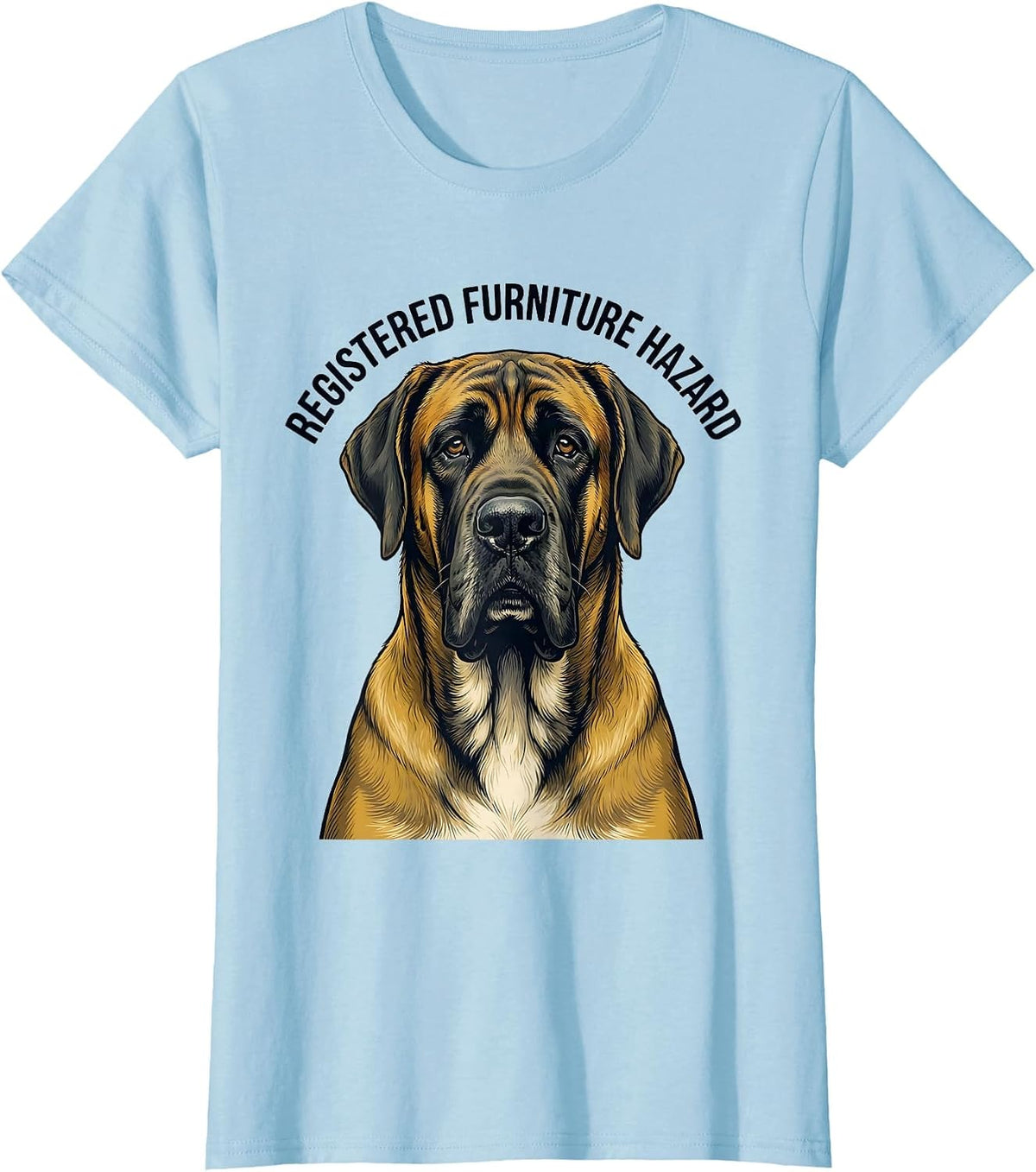 Women's Registered Furniture Hazard Funny Great Dane Dog Lover Meme T-Shirt - Baby Blue
