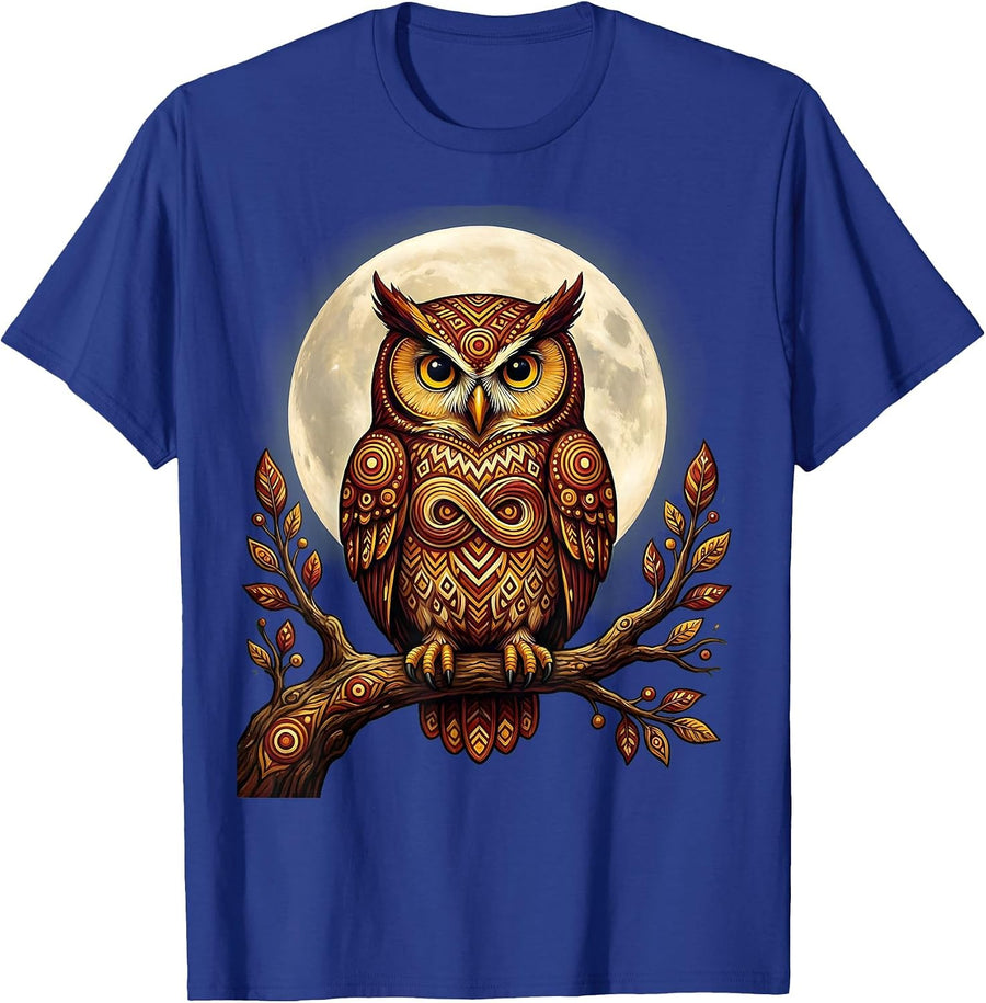 Autism Awareness Owl Full Moon Night Art T-Shirt - Royal Blue
