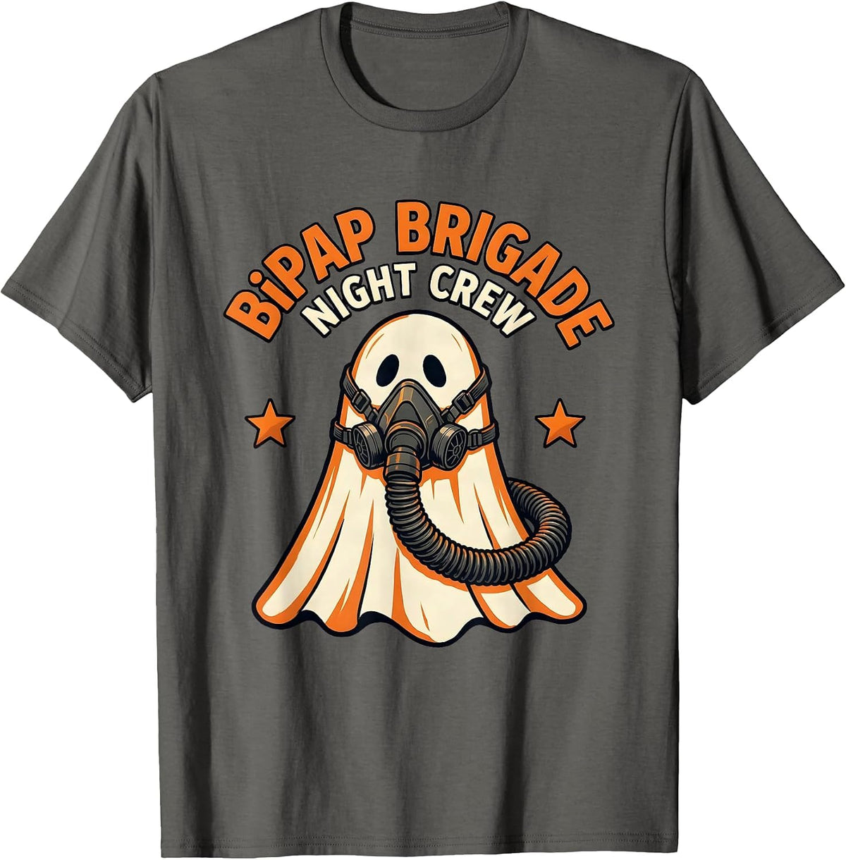 BiPAP Brigade Night Crew Funny Respiratory Therapist T-Shirt - Asphalt Grey