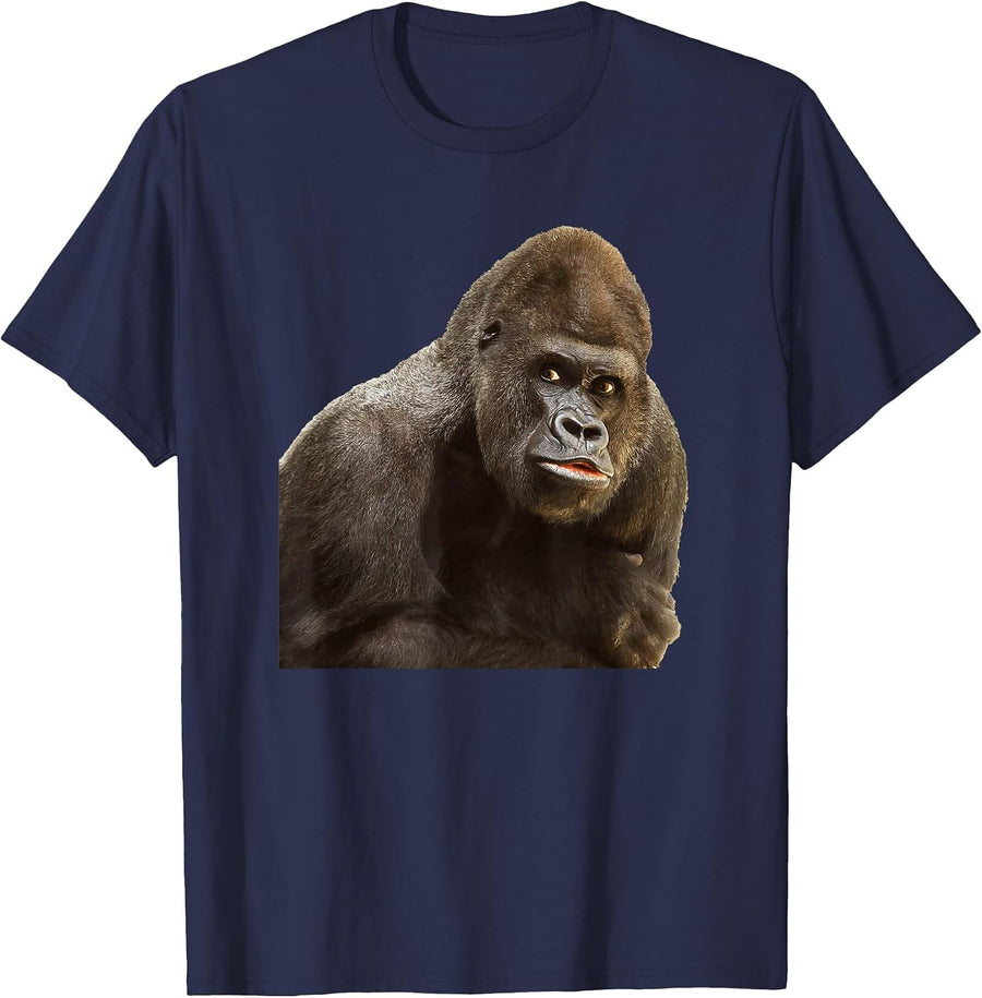 Gorilla APE T Shirt Wildlife Zoo Animals Prints Preservation T-Shirt - Navy Blue