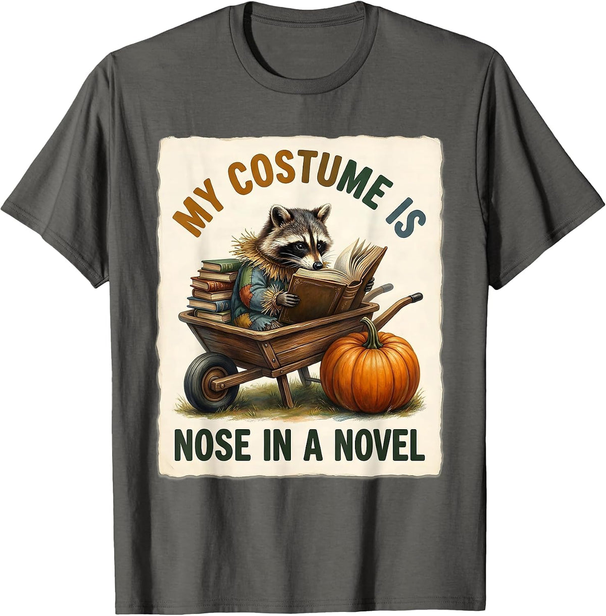 Men's My Costume Is Nose In A Novel Storybook Reading Humor T-Shirt - Asphalt Grey