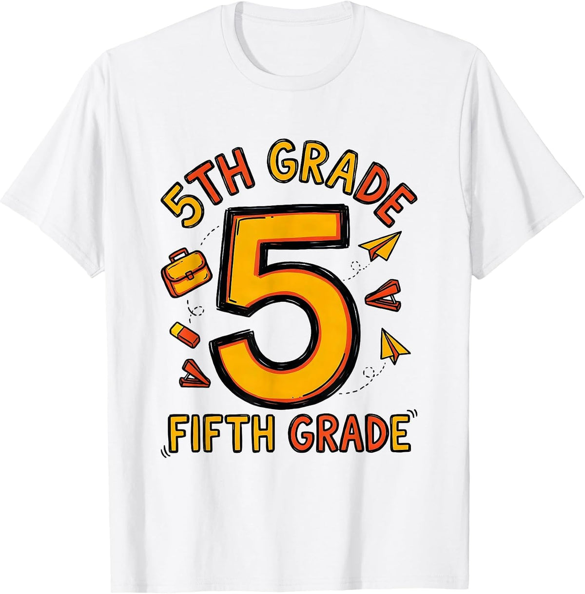 Men's 5TH GRADE FIFTH GRADE Typography Team Back To School Teacher T-Shirt - White