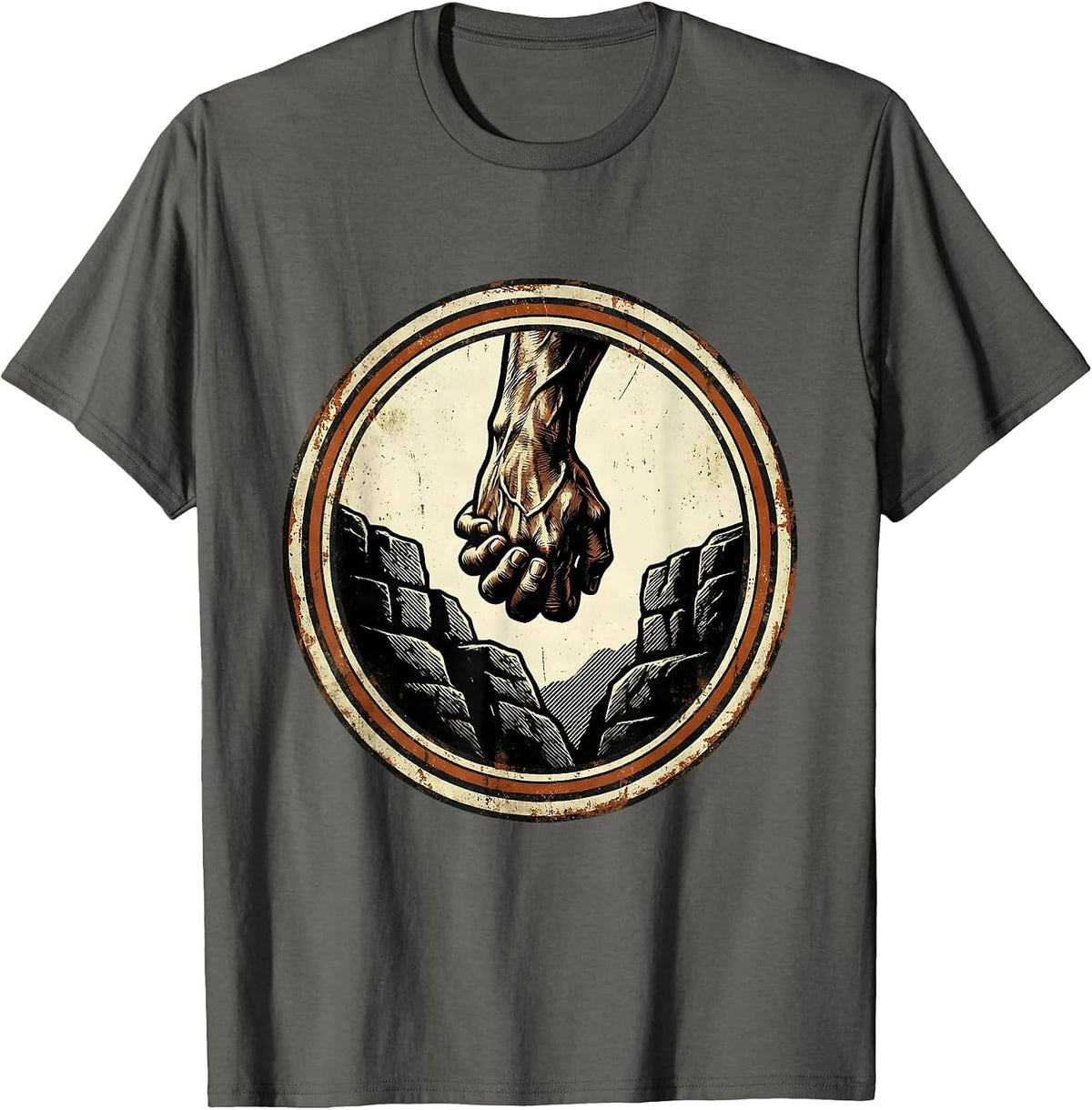 Social Worker Helping Hand Graphic Design T-Shirt - Asphalt Grey