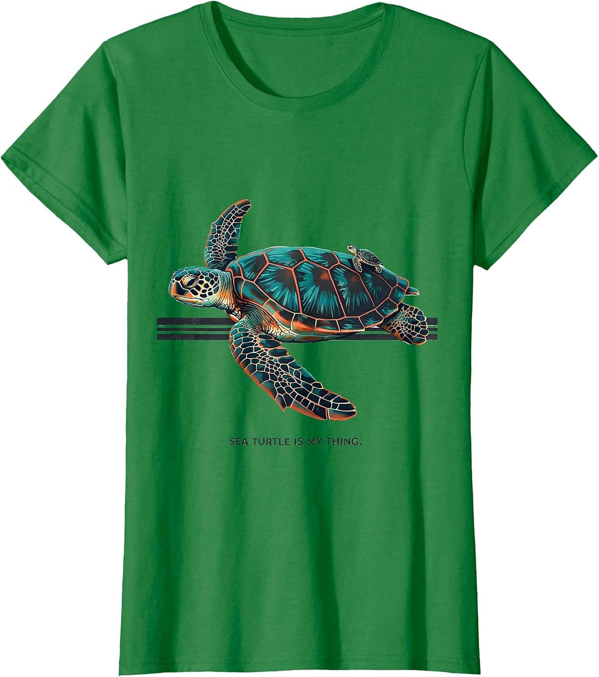Sea Turtle Is My Thing Midcentury Modern Ocean Animal Lover T-Shirt - Kelly Green