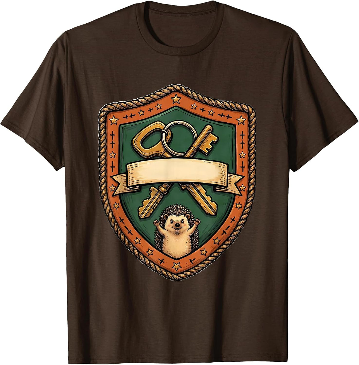 Shield Badge Social Worker Advocacy Humor Folk Art Mascot T-Shirt - Brown