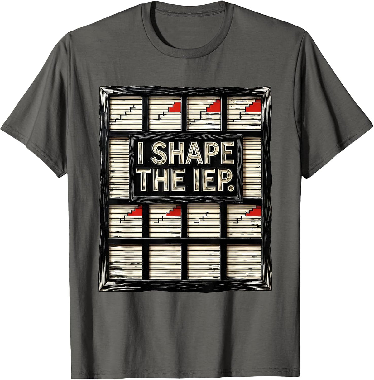 I Shape The IEP Linocut Special Education Teacher Sped Team T-Shirt - Asphalt Grey