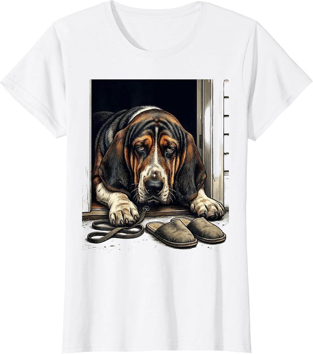 Women's Basset Hound Vintage Dog Lover Humor T-Shirt - White