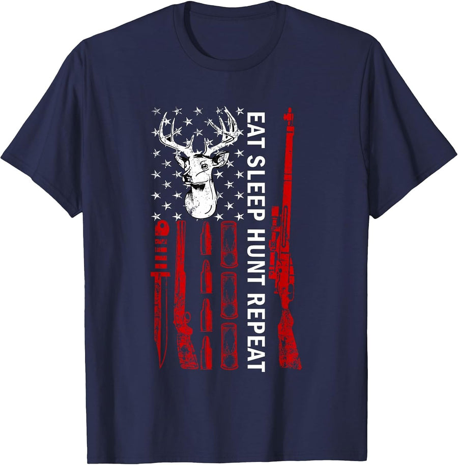 EAT Sleep Hunt Repeat Best Hunting Tshirt for Hunting Season T-Shirt - Navy Blue