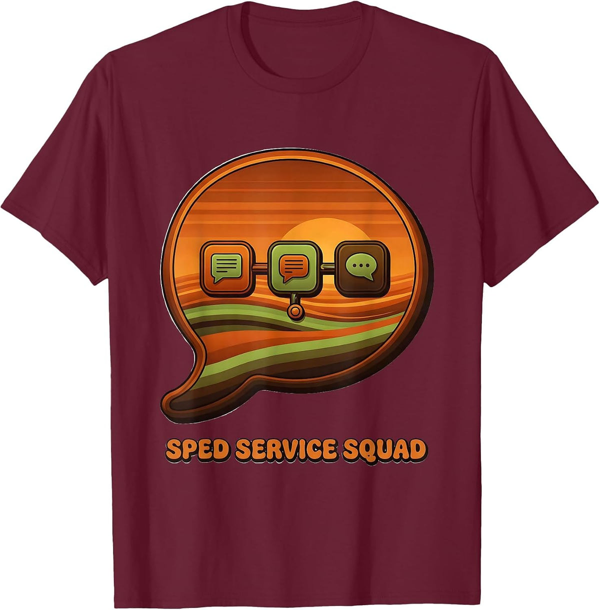 Men's SPED Service Squad Retro Special Education Teacher Squad T-Shirt - Burgundy